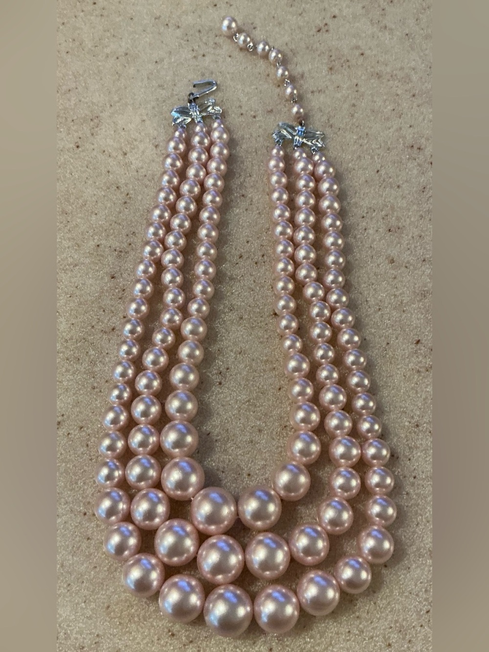 Classic Pink Pearl Multi-Strand Necklace - Elegant Women's Jewelry